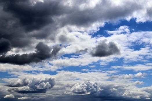 Stunning dark cloud formations in the sky right before a thunderstorm 