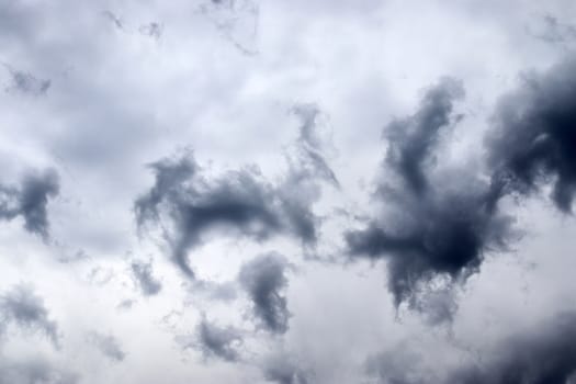 Stunning dark cloud formations in the sky right before a thunderstorm 