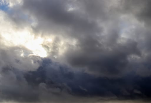 Stunning dark cloud formations in the sky right before a thunderstorm 