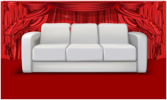 mock up illustration of white couch in a wedding ceremony