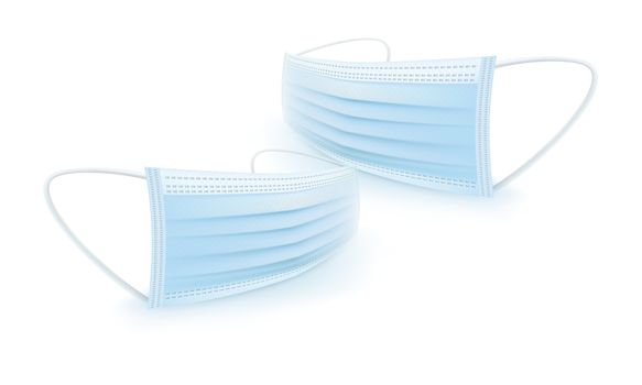 illustration of a realistic three layer face mask pair