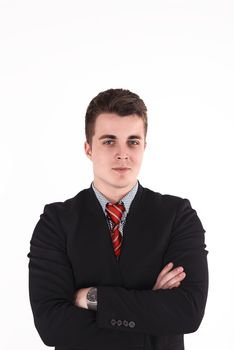 portrait of a young businessman isolated on white background