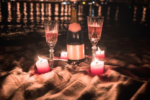 romantic dinner on the night beach