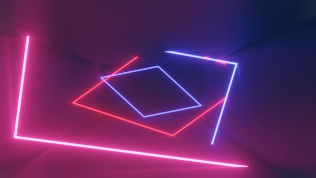 Mock up background/backdrop in minimal modern illustration design of neon light for product placement.Minimal product background backdrop design in 3D illustration or 3D rendering