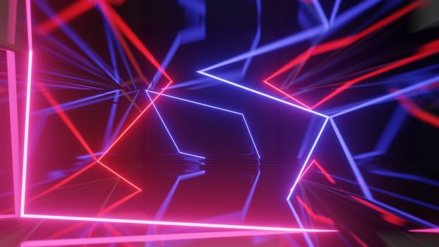 Mock up background/backdrop in minimal modern illustration design of neon light for product placement.Minimal product background backdrop design in 3D illustration or 3D rendering