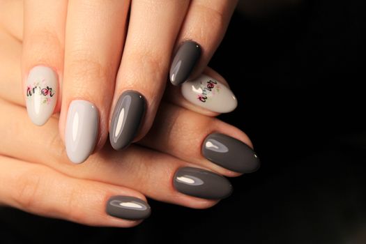 Perfect manicure and natural nails. Attractive modern nail art