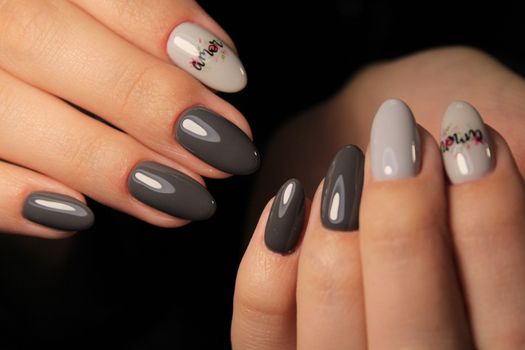 Perfect manicure and natural nails. Attractive modern nail art