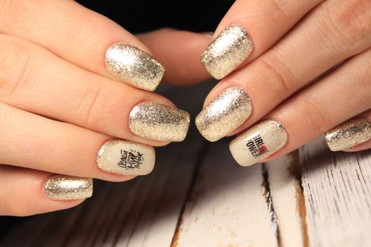 Perfect manicure and natural nails. Attractive modern nail art