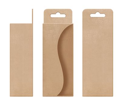 box, packaging, box brown for hanging cut out window shape open blank template for design product package