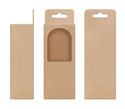 box, packaging, box brown for hanging cut out window shape open blank template for design product package