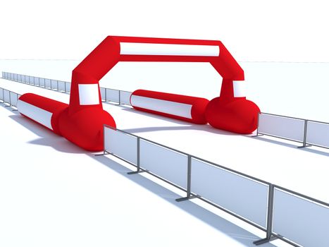 Inflatable start and finish line arch illustrations - Inflatable archways suitable for outdoor sport events 3d render.