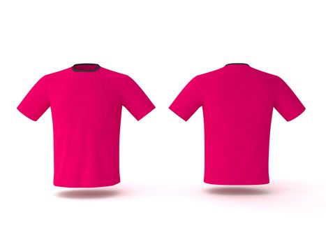 Pink T-shirt template, isolated on background. Men's realistic T-shirt mockup 3d render