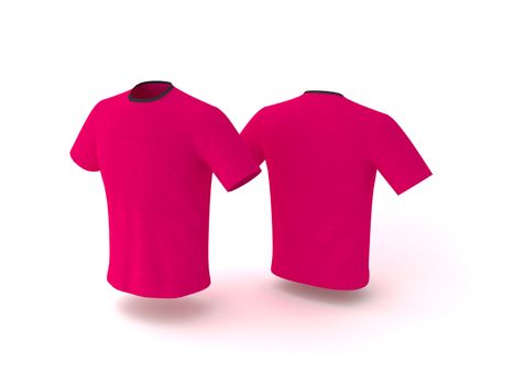Pink T-shirt template, isolated on background. Men's realistic T-shirt mockup 3d render