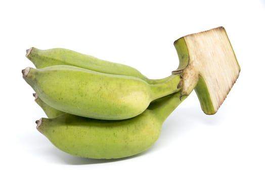 green bananas isolated on white background
