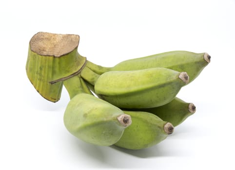 green bananas isolated on white background