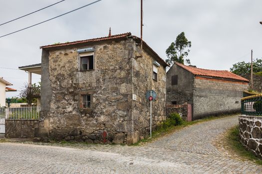 Vila Cha near Esposende, Portugal - May 9, 2018: Architecture detail of typical house in a small village in northern Portugal on a spring day