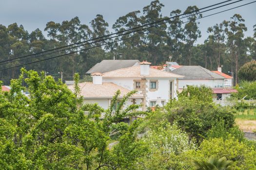 Vila Cha near Esposende, Portugal - May 9, 2018: Architecture detail of typical house in a small village in northern Portugal on a spring day