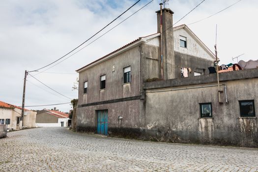 Vila Cha near Esposende, Portugal - May 9, 2018: Architecture detail of typical house in a small village in northern Portugal on a spring day