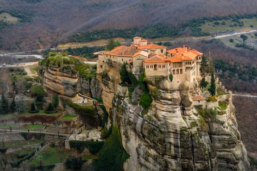 Varlaam monastery located on the huge rock, Kalabaka, Meteors, Trikala, Thessaly, Greece