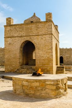 Ancient stone temple of Atashgah, Zoroastrian place of fire worship, Baku, Azerbaijan