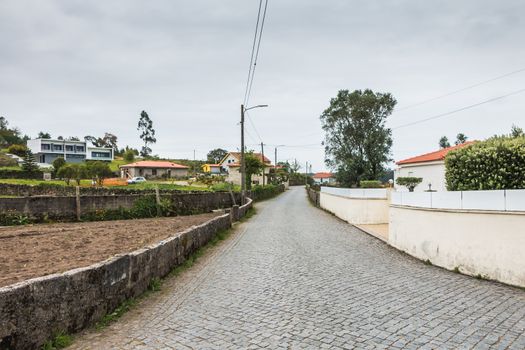 Vila Cha near Esposende, Portugal - May 9, 2018: Architecture detail of typical house in a small village in northern Portugal on a spring day