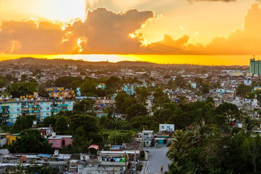 Cuban city sunset panorama, Santa Clara, Cuba
