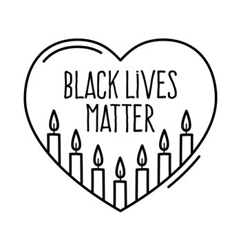 Black lives matter. Heart shape. No to racism.Police violence. stop violence.Flat vector illustration.For banners, posters, and social networks