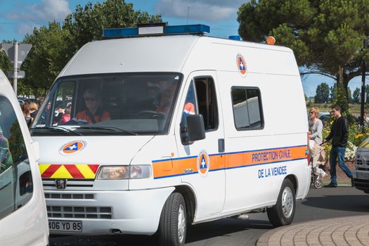 Saint Gilles Croix de Vie France - July 14, 2016 : French civil protection parade on the occasion of the French National Day