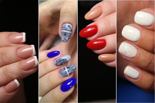 Stylish trendy female manicure. Beautiful young woman's