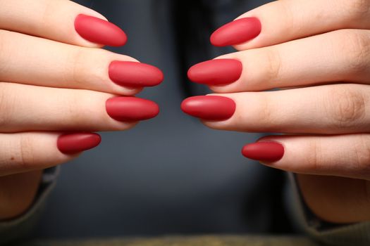 Beautiful woman's nails with beautiful christmas manicure studio