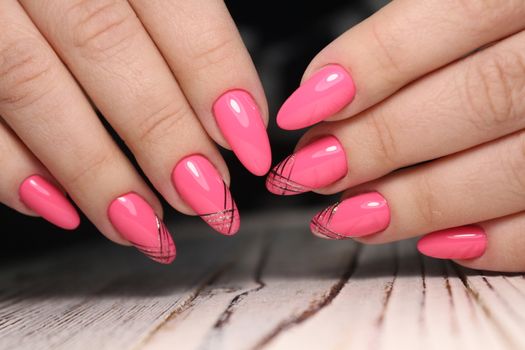 manicure with long nails on a trendy texture background