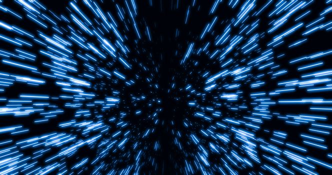 Abstract Hyperspace of Light Speed and Warp Speed in blue  star trail 