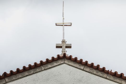 Architecture detail of the chapel of S. Lourenco near Esposende, Portugal on a spring day
