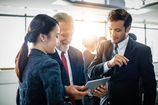 Group of Business People using tablet for Meeting Discussion Working Concept in meeting room