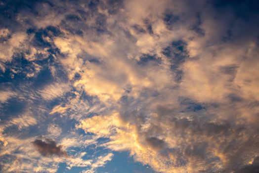 Clouds Sky With Sunny Weather Background, Panorama Scenery of Nature Cloudscape on Twilight Scenery. Environment Seasonal Climate, Abstract Natural Backgrounds.