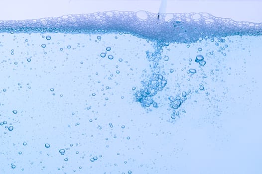 Light blue bubbles and water White background