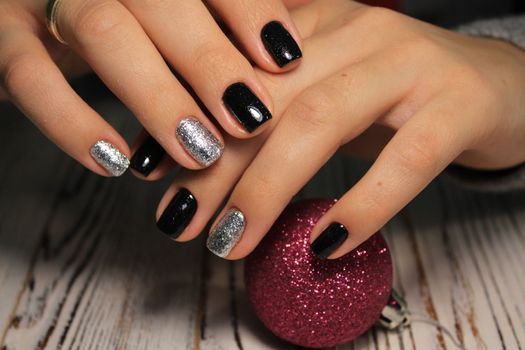 Colorful Christmas nails winter nail designs with glitter,rhinestones, on short and long female nails.