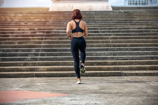 Asian women Running and jogging during outdoor on city run