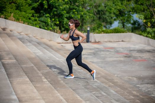 Asian women Running and jogging during outdoor on city run