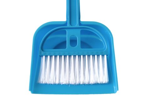 Broom and Blue Dustpan isolated on white