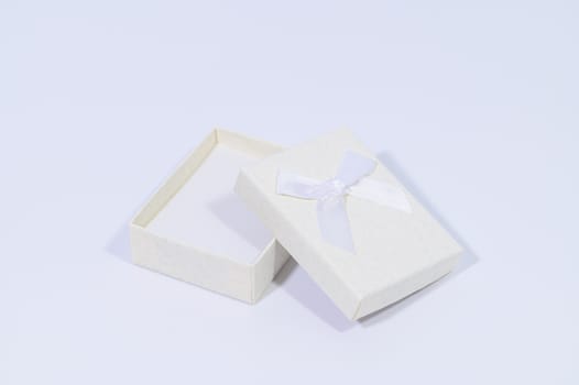 Creamy white gift box In the white background