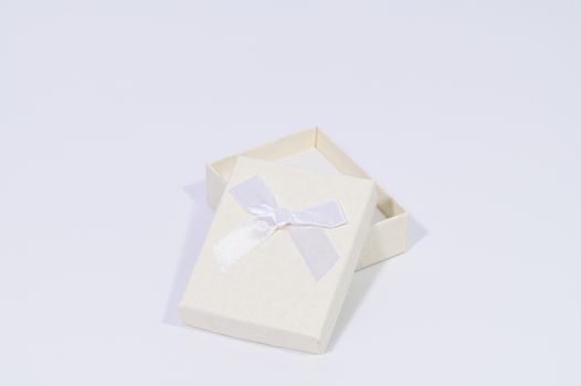 Creamy white gift box In the white background