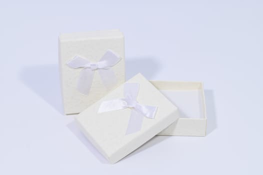 Creamy white gift box In the white background