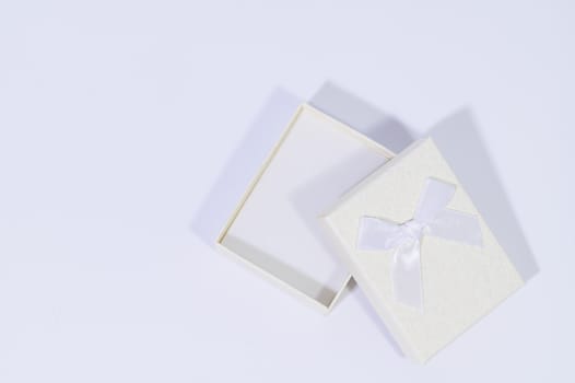 Creamy white gift box In the white background