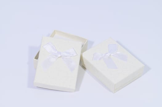 Creamy white gift box In the white background