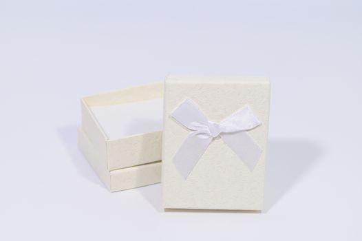 Creamy white gift box In the white background