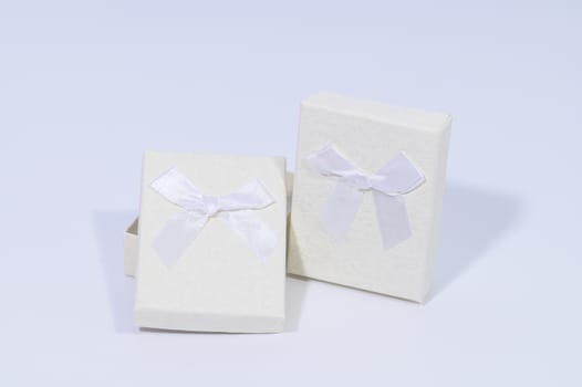 Creamy white gift box In the white background