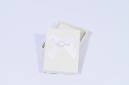 Creamy white gift box In the white background