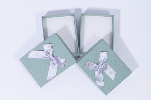 Blue-green gift box In the white background