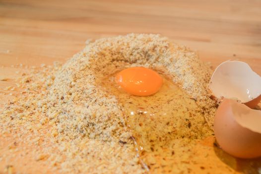 Egg and millet flour, ingredient for baking gluten-free bread